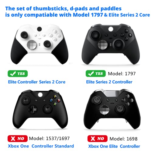 Replacement Thumbsticks, D-pad, Paddles Trigger Buttons for Xbox One Elite Controller Series 2 & Elite Series 2 Core Controller (E-10IN1-Rainbow)