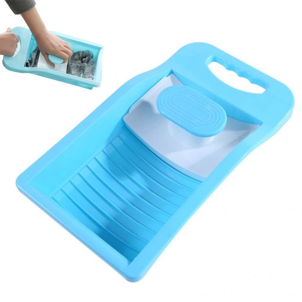 Stakee Blue Laundry Washboard Generic Plastic Washboard Anti Slip Cleaning Board Integrated Washboard Small Lazy Washboard