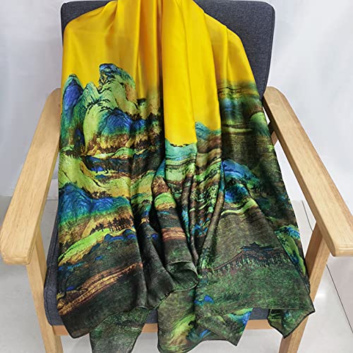 Image of ZDMHSH Fashion Scarves Scarf 100% Silk Feeling Scarf Silk Like Scarves Long Lightweight Sunscreen Shawls for Women