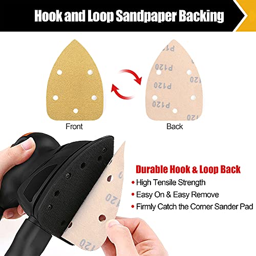 Boshcraft 30 Pcs Mouse Sander Sandpaper, 120 Grit Detail Sander Sandpaper Hook And Loop Sandpaper Mouse Sander Pad For Detail Sander 5 Inch 5 Holes #TOP2