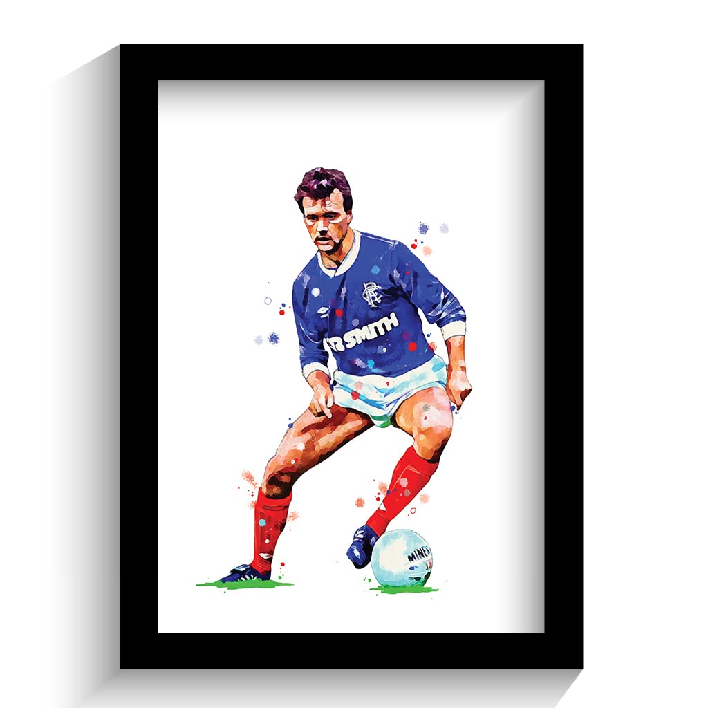 The Football Print Room Rangers Davie Cooper Hand Drawn Framed Illustration Print Poster