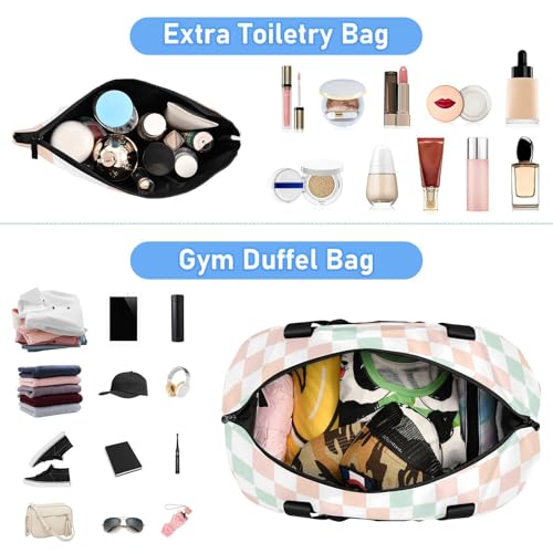 Bolsas de viaje de tablero de ajedrez con bolsillo mojado para gimnasio 4