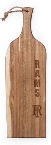 PICNIC TIME NCAA Nebraska Cornhuskers Artisan - Tabla de embutidos de acacia de 24 pulgadas con borde de madera cruda, tabla de queso, plato para