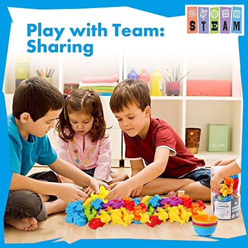 Image of UNIQUE KIDS Counting Educational Learning Toy Set with Sorting Cups - Fun Color Classification and Math Training Game for Toddlers and Preschoolers Ages 3 and Up