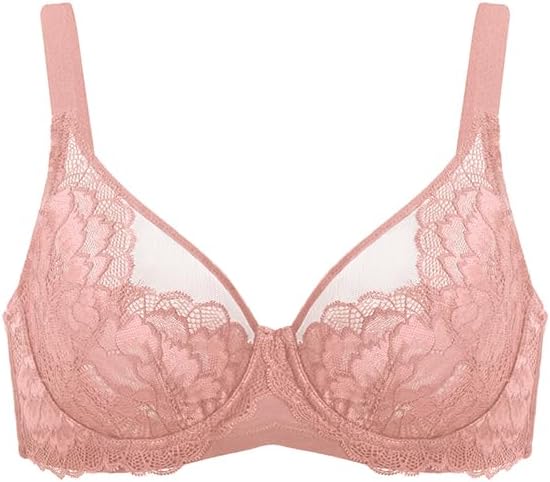 HSIA Minimizer Bras for Women Full Coverage, Unlined Lace Sexy Plus Size Underwire Bra for Large Breasts Coral - Image 4