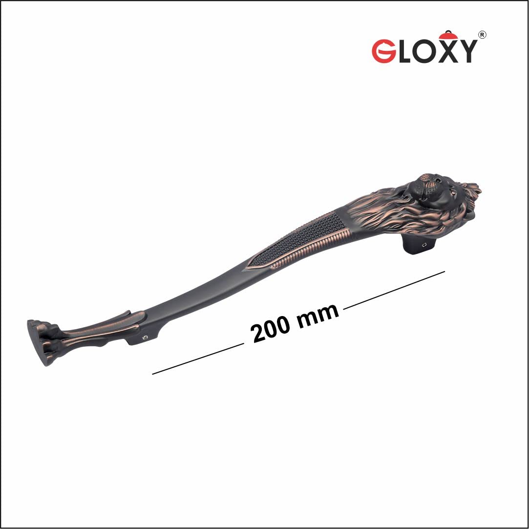 GLOXY ENTERPRISE Aluminum 12 Inch Heavy Duty Lion Shape Door Handle for Main Door Pull Push Brass Door Handle/Home and Door Decor for Home and Office Furniture (Copper Black Finish, Pack of 1) 3