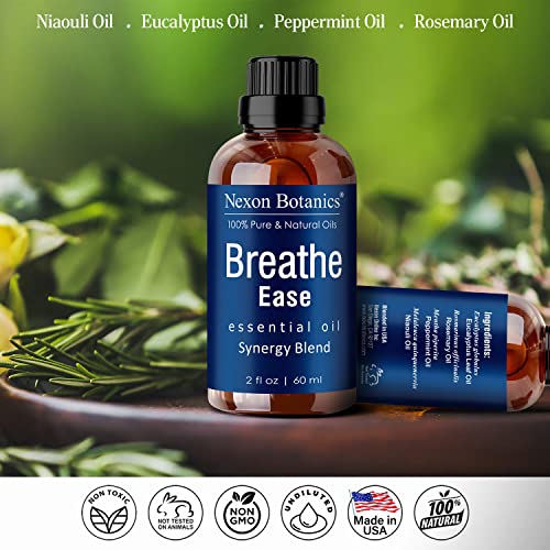 Breathe Essential Oil Blend 60 Ml - Breath Easy Essential Oil Sinus Relief - Breath Essential Oils For Humidifier - Essential Oil Breathe Easy - Essential Oil For Diffuser - Nexon Botanics #TOP1
