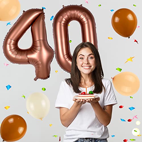Dark Brown 40 Balloon Number, Number 40 Balloons, 40 Inch Brown 40Th Birthday Balloons With Latex Balloon, 40Th Birthday Decorations For Boy Girls, 40 Year Old Balloon For Birthday Party Anniversary #TOP4