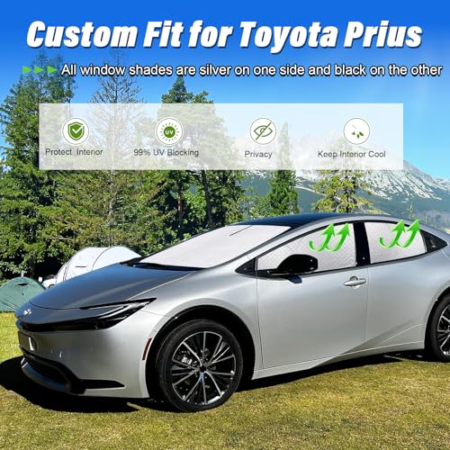 Image of KMF Windshield Sun Shade Replacement for Toyota Prius Accessories 2023 2024 2025, Side Window Sun Shade Cover Sun Visor Shield Cover, Rear Window Sunshade for Camping /Baby UV Block and Privacy Protect