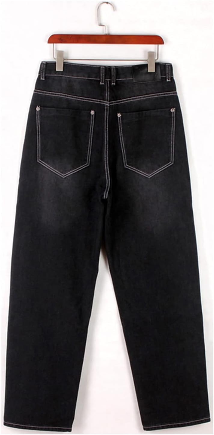 EnllerviiD Men's Baggy Hip Hop Jeans Wide Leg Y2k Skater Denim Pants Loose Fit Vintage Streetwear - Image 6