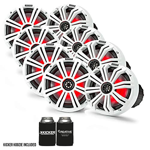 Image of KICKER 8 inch White Marine LED Speakers - 4-Pairs of OEM Replacement Speakers