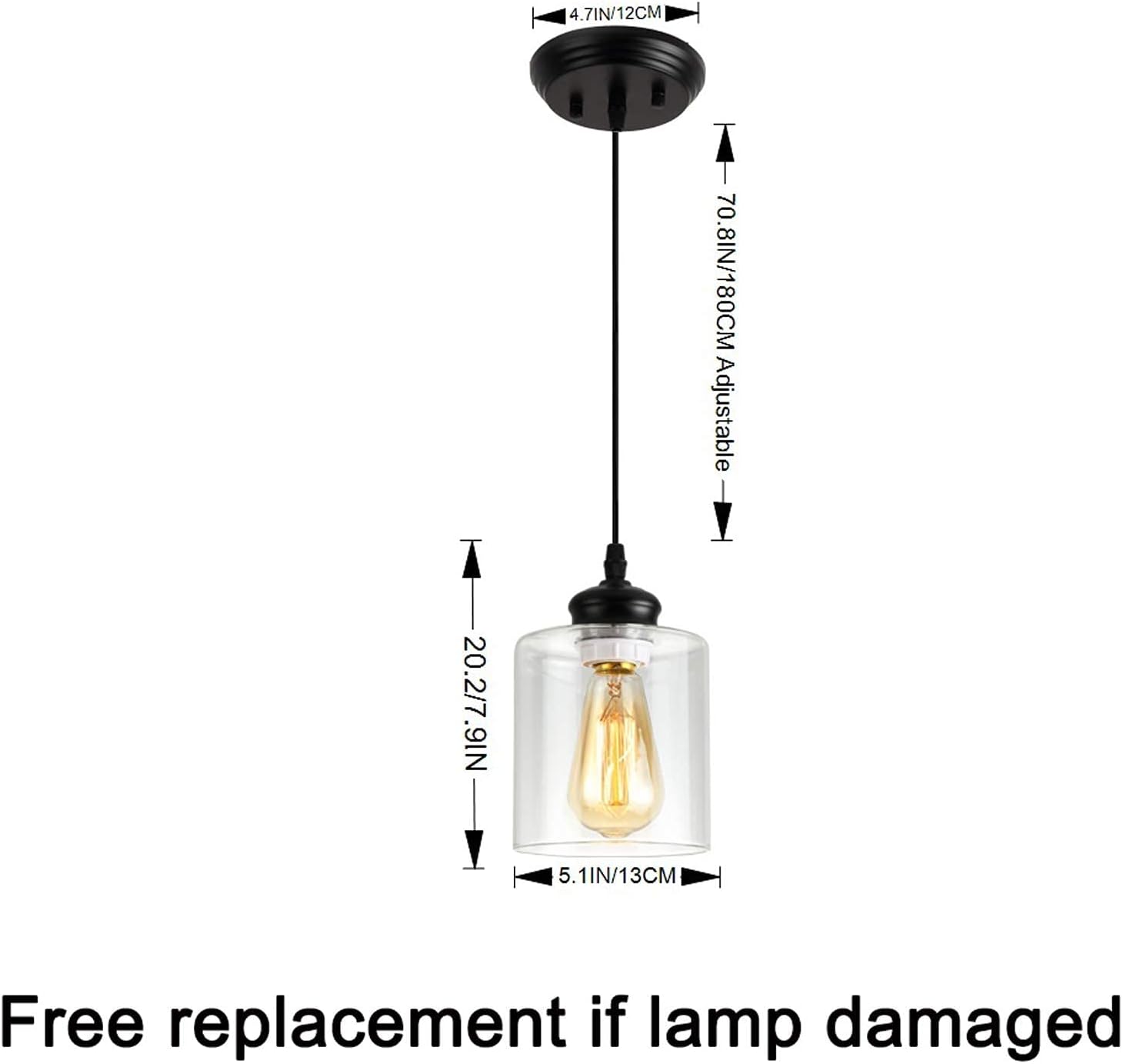 Bіg Sаlе Black Industrial Mini Pendant Light,Farmhouse Vintage Hanging Light Fixture with Clear Glass Lamp for Kistchen Island Dining Room (Exclude Bulb)