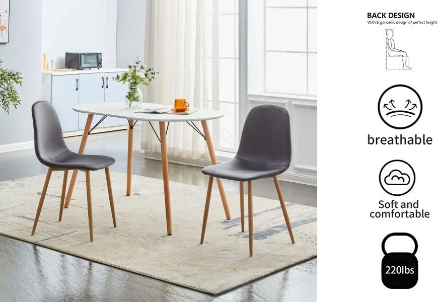 Miniatura 5 de COZYCASA Skandinavien - Juego de 4 sillas de comedor de terciopelo de estilo moderno de mediados de siglo, sillas auxiliares con patas de metal,