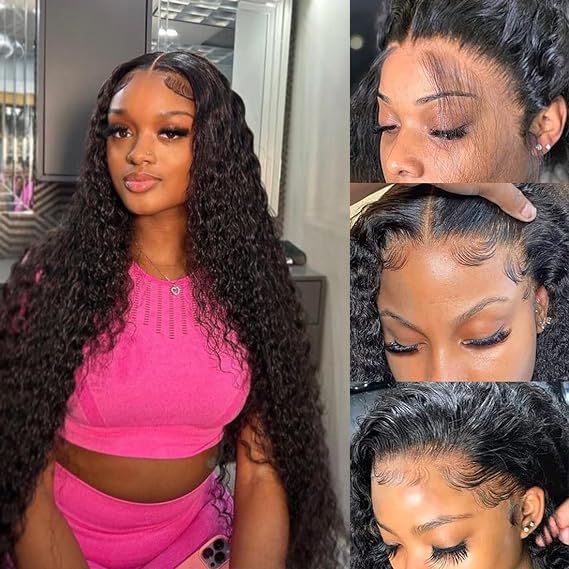 Amazon.com : 22 Inch Deep Wave Lace Front Wigs Human Hair 13x6 HD