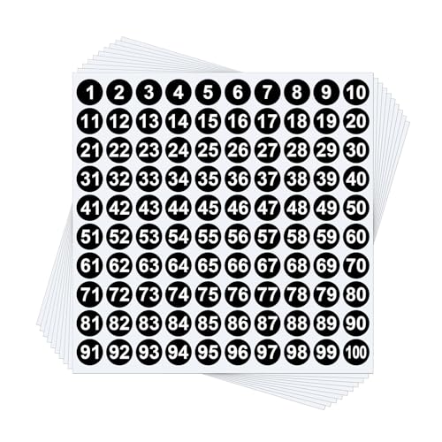 10 Sheets 1 to 50 Color Consecutive Number Stickers Small Round Waterproof Labels Removable for Storage Toolbox Locker Inventory