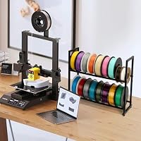 ikkle Filament Lagerregal für 3D-Drucker, 2 Ebenen Filamentspulenhalter, Robustes Metallregal für PLA/ABS/TPU/Nylon, 3D-Druckerzubehör Organizer für 3D-Druckstudio/Werkstatt/Garage/Büro – Ansicht 2