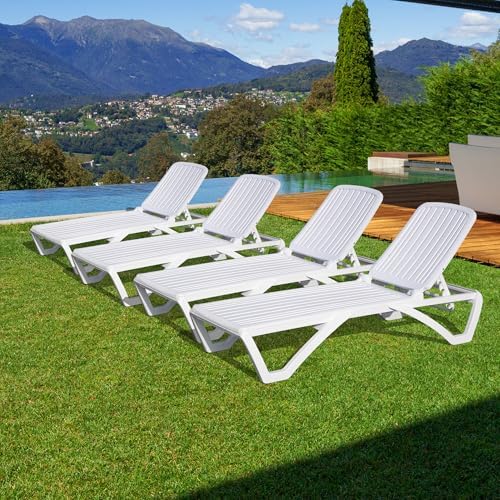 Amazon.com: Domi Patio Outdoor Chaise Lounge Chairs Set of 4, All ...