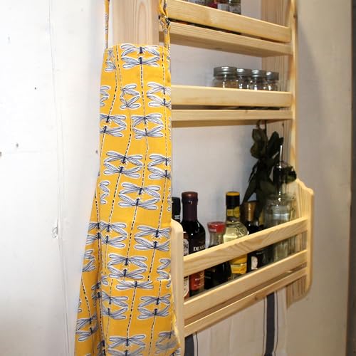 Wooden Wall-mounted Spice-rack 3 sizes Traditional kitchen Storage Larder Door Shelf Classic Country Farmhouse Kitchen Rack (Large)