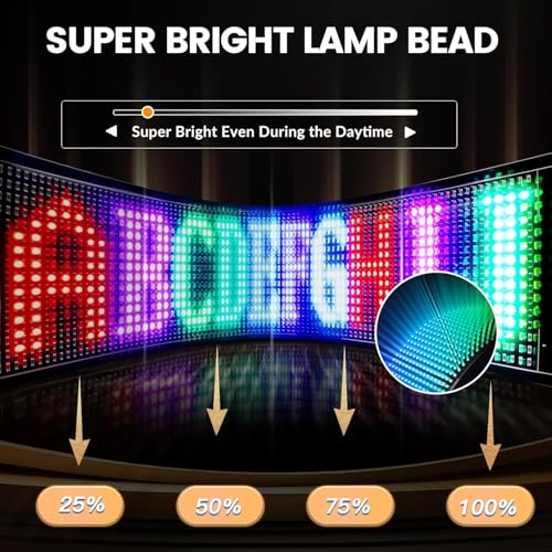Qnoavve Letrero LED Programable | Panel de visualización Led flexible de 68 x 12 cm con control por APP | Letrero LED personalizado de 5V USB para negocio, publicidad, fiesta, bar - imagen 3