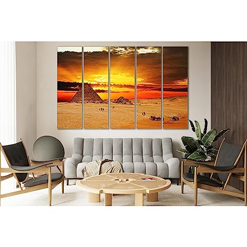 Impression sur toile Desert Pyramid ZELLART tableau 5 panneaux 115x75 cm