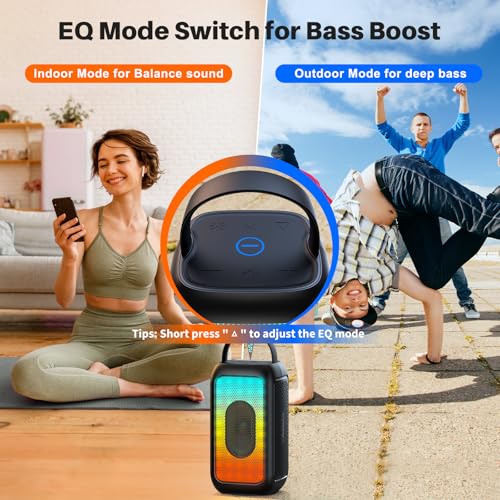 Bobtot Portable Bluetooth Speaker, 16H Playtime Wireless Speakers, 40W Peak Singing Machine with Microphone, Magic Sound, Echo, EQ Mode, Loud Stereo, Deep Bass, RGB, Supports AUX/USB/FM, Black