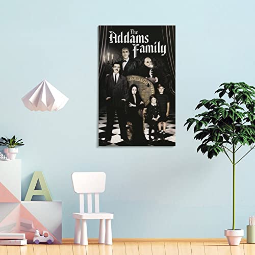 The Addams Family Vintage Horror Movie Posters Black And White Posters Cinema Garage Halloween Decor Canvas Wall Art Prints For Wall Decor Room Decor Bedroom Decor Gifts 24X36Inch(60X90Cm) Frame-Sty #TOP3