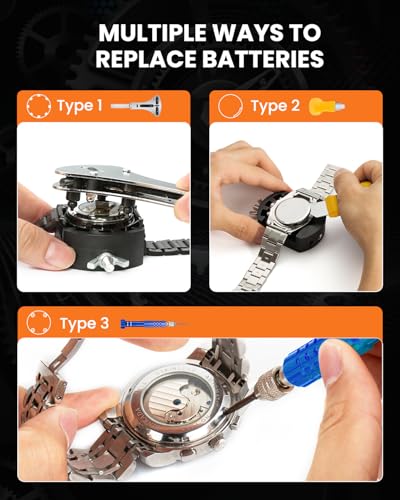 Image of 【New Upgraded】Eventronic Watch Repair Kit Professional 154PCS, Watch Link Removal Kit, Watch Battery Replacement Tool Kit & Strap Adjustment, Watch Tool Kit, Watch Band Pin Tool with Carrying Case