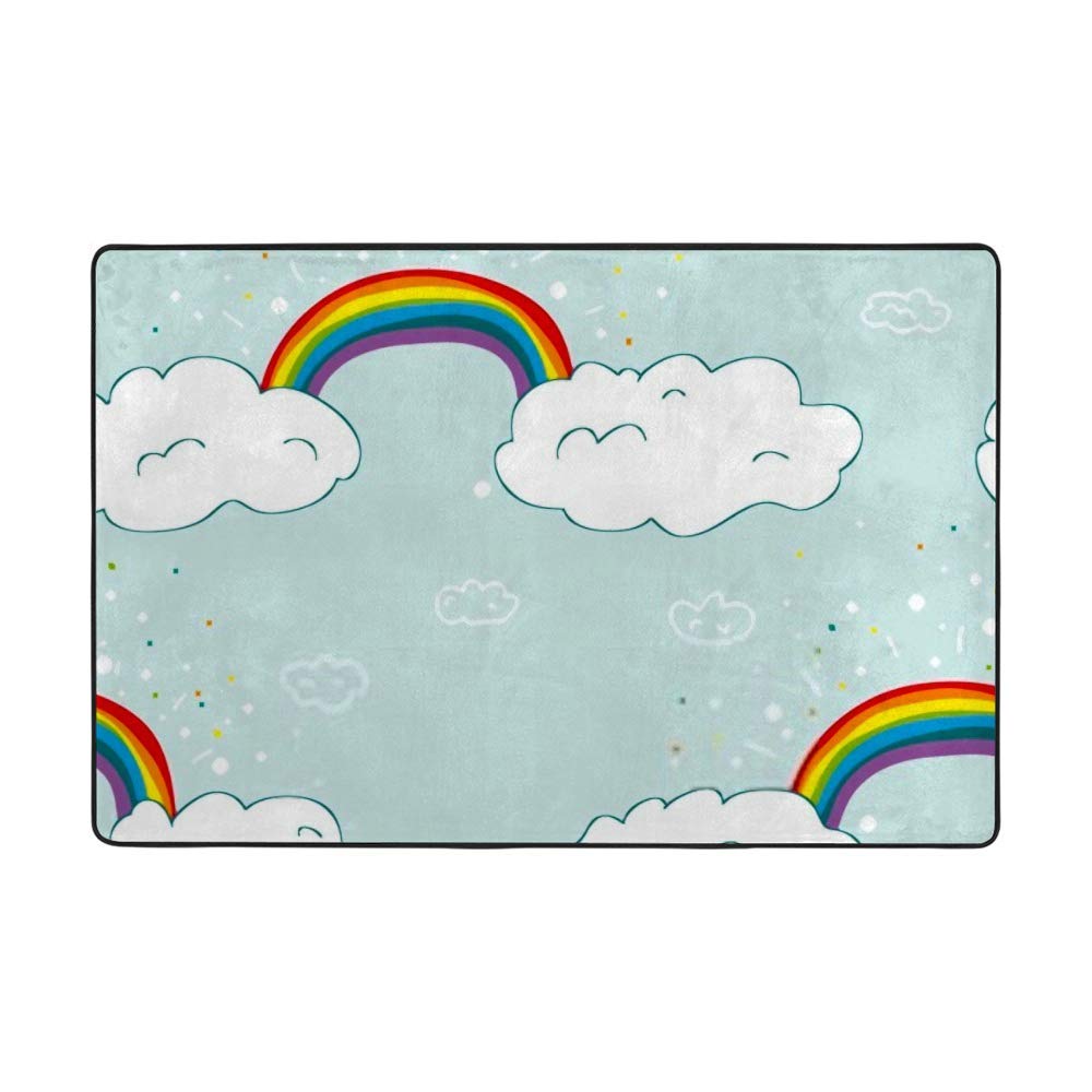Tapis de sol en velours corail de qualité supérieure aux motifs nuages blancs