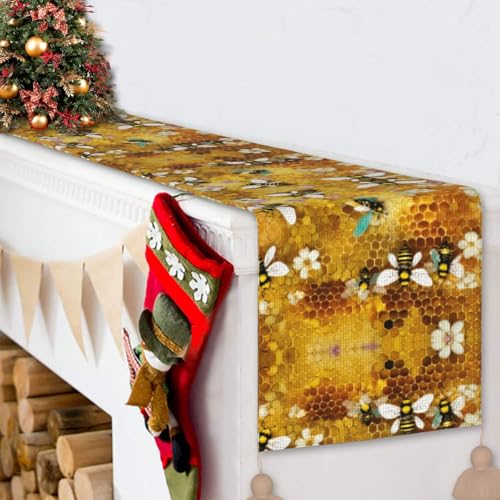 Chemin de table imprimé abeilles linge de table rectangulaire basse mariage ferme - 7