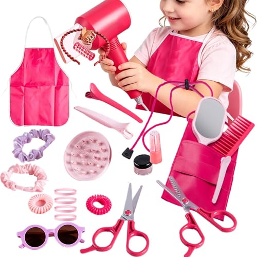 Coffret coiffure enfant avec sèche-cheveux et fer à friser pour jeu d'imitation