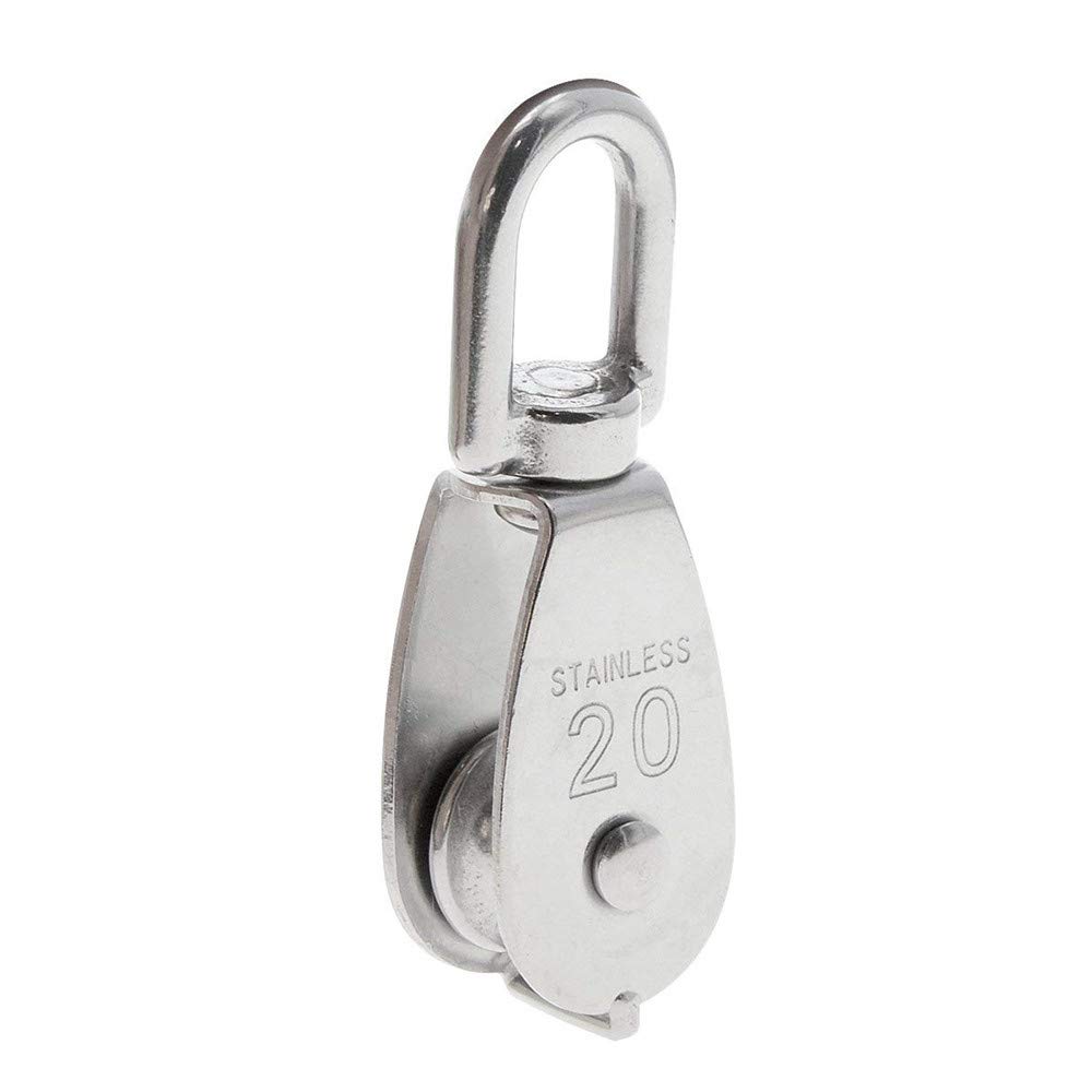 10 Poulies Simples M20 En Inox 304 - Capacité 75kg, Roue 20mm, Pivot 360° - Pour Corde, Levage, Traction, Bricolage