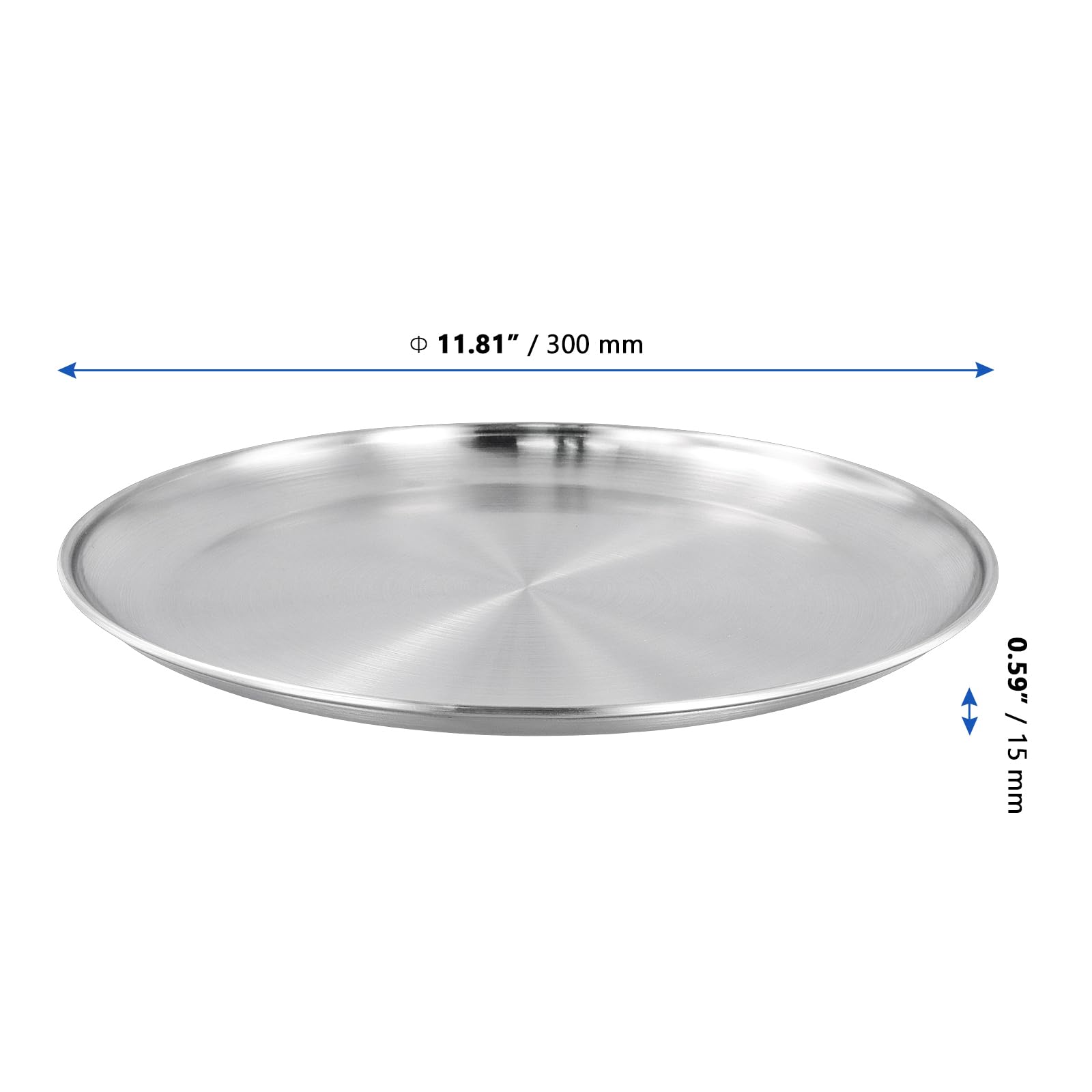 Set di 6 Piatti Rotonde in Acciaio Inox, da 30 cm, di Stoviglie da Tavola Portatile, Picnic, barbecue