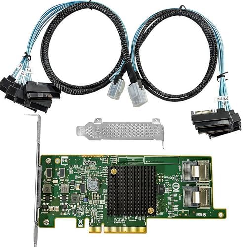 SAS HBA Card Compatible with LSI 9207-8i IT Mode PCIe SATA Expansion Card,Expander Support, 8-Port 6Gbs PCIe 3.0, HBA Controller with 2X SFF-8087 to 4X 8482 SAS Cables for NAS TrueNAS unRAID