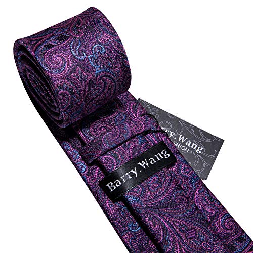 Image of Barry.Wang Paisley Tie Fashion Set Hanky Cufflinks Neckties for Men Woven Silk