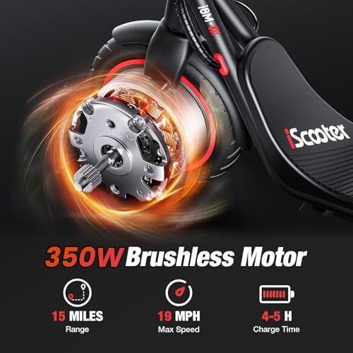 iScooter Electric Scooter Adults & Big Kids, 500/650 Peak Power, Up to 15/18/25 Miles Range, 19/22/25 MPH Top Speed, Cruise Control, Dual Braking System, Foldable E Scooter for Commuting & Campus Use