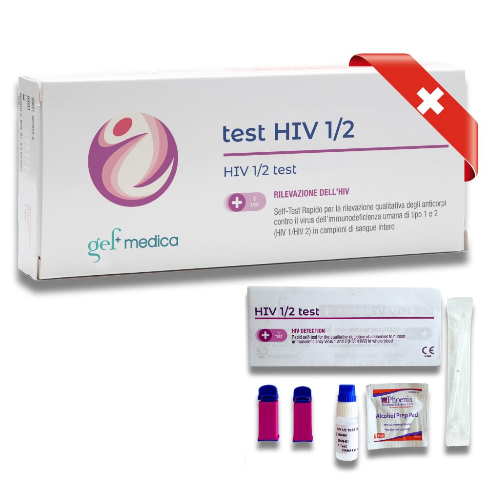 Gef Medica® 2x Autotest HIV‑1/2 Rapidi – Kit IgG/IgM a Casa 10 min | Rileva Anticorpi, Uso Riservato, CE