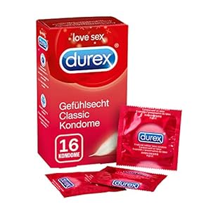 Durex Gefühlsecht Kondome – Hauchzarte Kondome für intensives Empfinden und innige Zweisamkeit – 16er Pack (1 x 16 Stück)