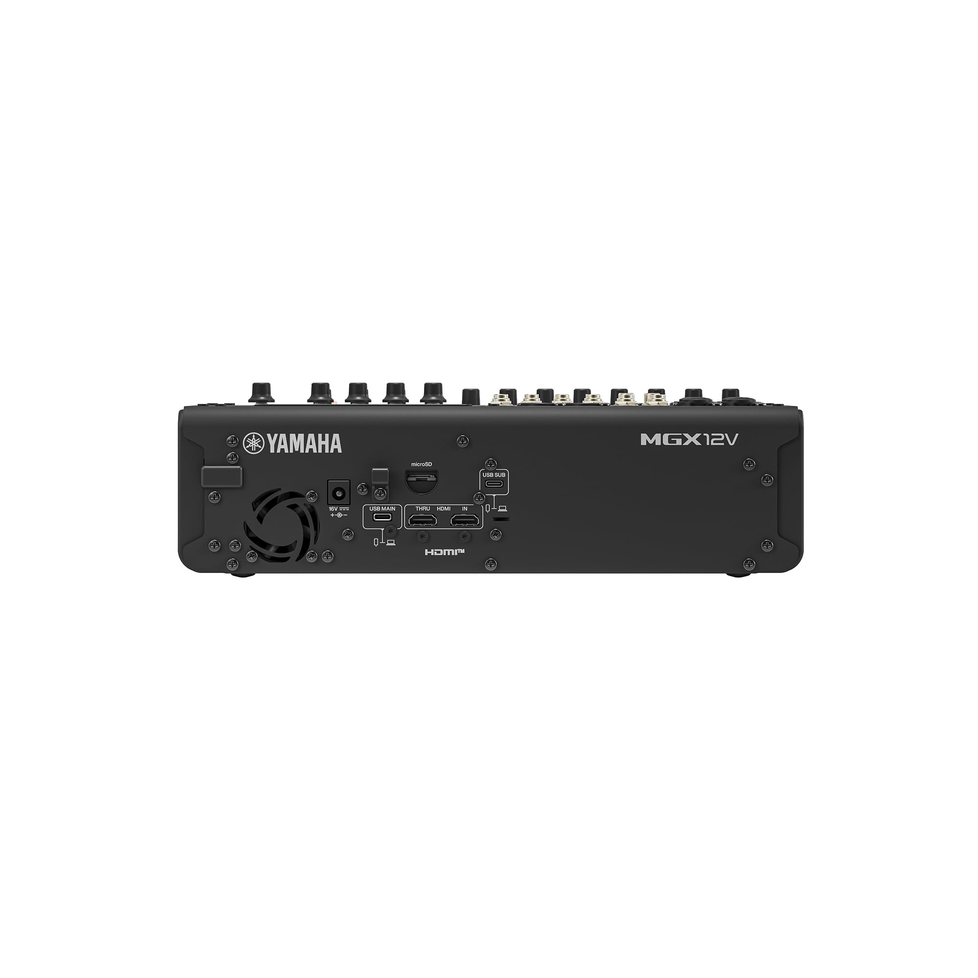 YAMAHA MGX12V Mixer Audio e Video con LCD Touch, HDMI USB, Nero | Mixer AV Compatto con Acquisizione HDMI-USB, Bluetooth, Doppia USB e Registrazione microSD