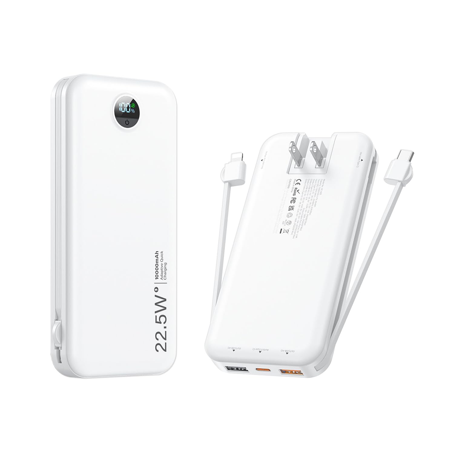 モバイルバッテリー 大容量 10000mAh (2ケーブル内蔵/PD20W対応/…