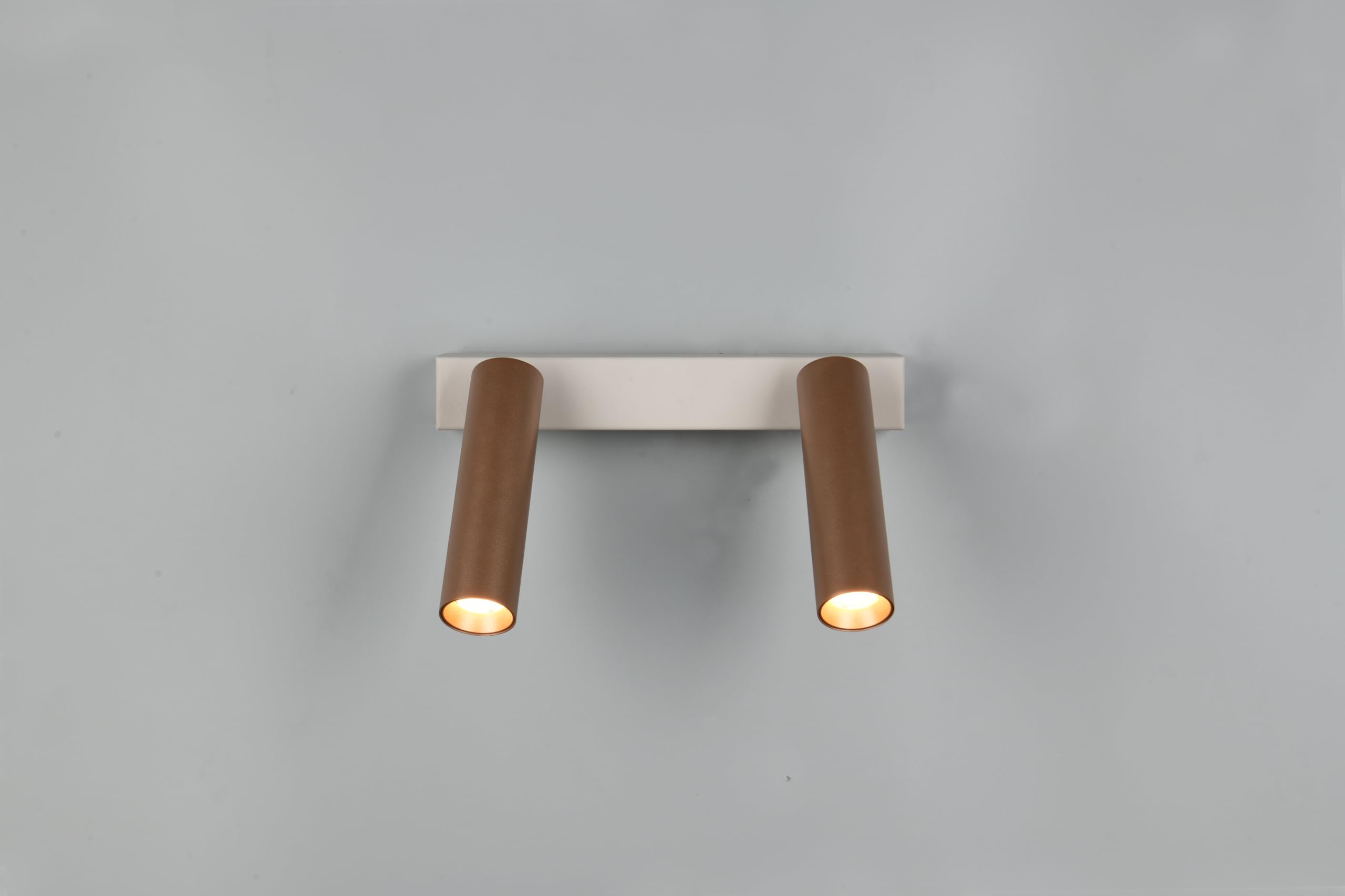 Trio Leuchten LED Strahler Ambala 849210265, Metall Warm Grey/Coffee, 2x 5.5 Watt LED, Lichtfarbe einstellbar, Switch Dimmer |