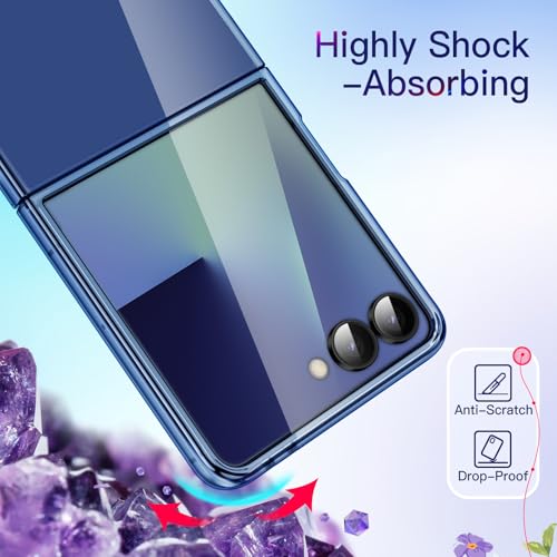 Image of JETech Case for Samsung Galaxy Z Flip 7 2025, Crystal Transparent Hard PC Shell, Anti-Scratch Shockproof Slim Protective Phone Cover (Blue Shadow)