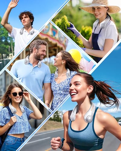 EYERZ Portable Neck Fan - Rechargeable Personal Fan with Neck Support, 5-Speed Quiet Lightweight Long Lasting Neck Fan, Fathers Day, Mothers Day Gifts, Full Surround Cooling for Travel, Hot Flashes - Image 7