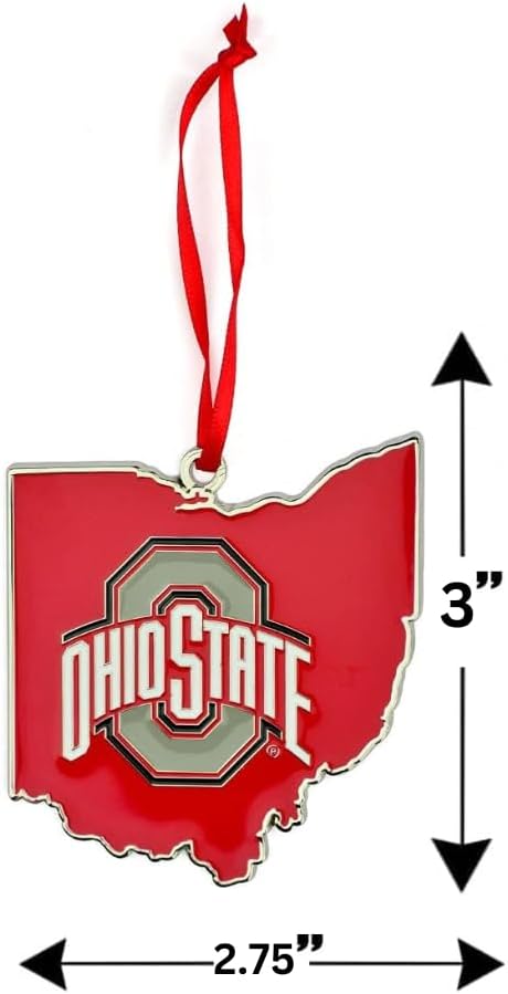 Ohio State Buckeyes State Shape Metal Christmas Ornament - Image 2