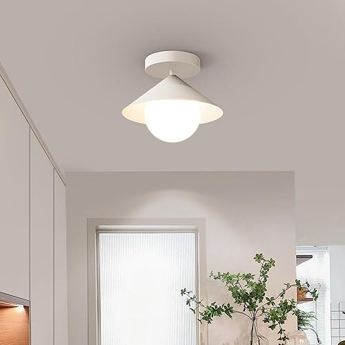 Miniatura 2 de Modern Minimalist Semi Flush Mount Ceiling Light with Acrylic Globe Shade Close to Ceiling Lamp Socket for Bedroom Living Room Hallway