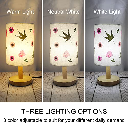 Acmee Bedside Lamp - Pressed Flower Nightstand Lamp, Led Desk Lamp With 3 Colors Adjustable Table Lamp For Bedroom Living Room Office Dorm Night Light Gift For Kids Girls(Pink) #TOP2