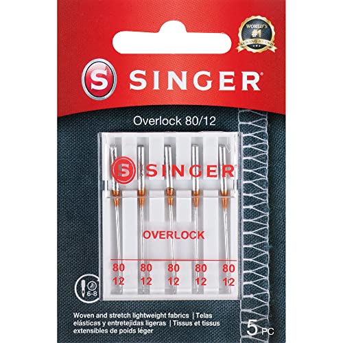 La mejor selección de Agujas Serger los mejores 5. 37 SINGER - Agujas universales para overlock de punto regular, tamaño 80/12-5 unidades