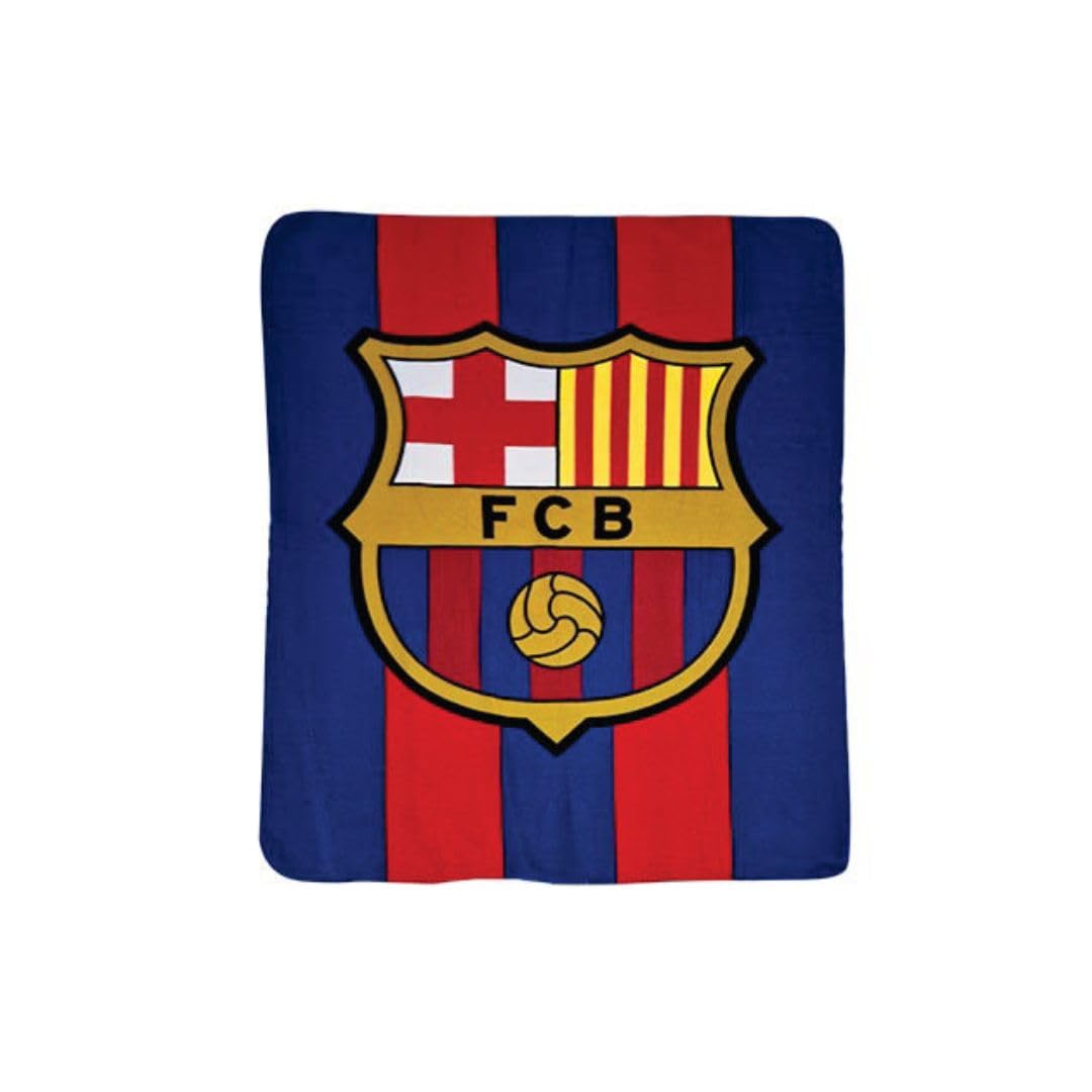 Manta Polar Blaugrana” con el Escudo del Fútbol Club Barcelona – 120 x 150 cm | Tejido Suave y Cálido en Poliéster | Manta para Fans del Barça | Ideal para Sofá, Cama o Viaje