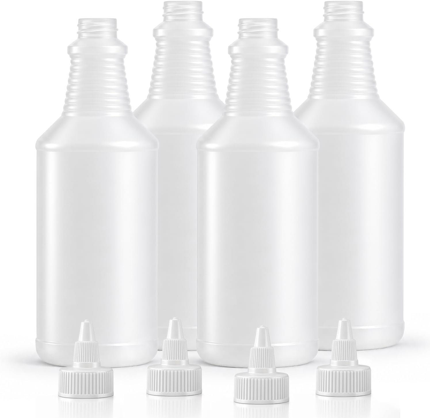 Bar5F 24 oz Empty Twist-Top Squeeze Bottles, Bleach-Resistant, 4-Pack | B5F Bottle System, HDPE cleaning bottles with controlled output for bleach, vinegar, and cleaners