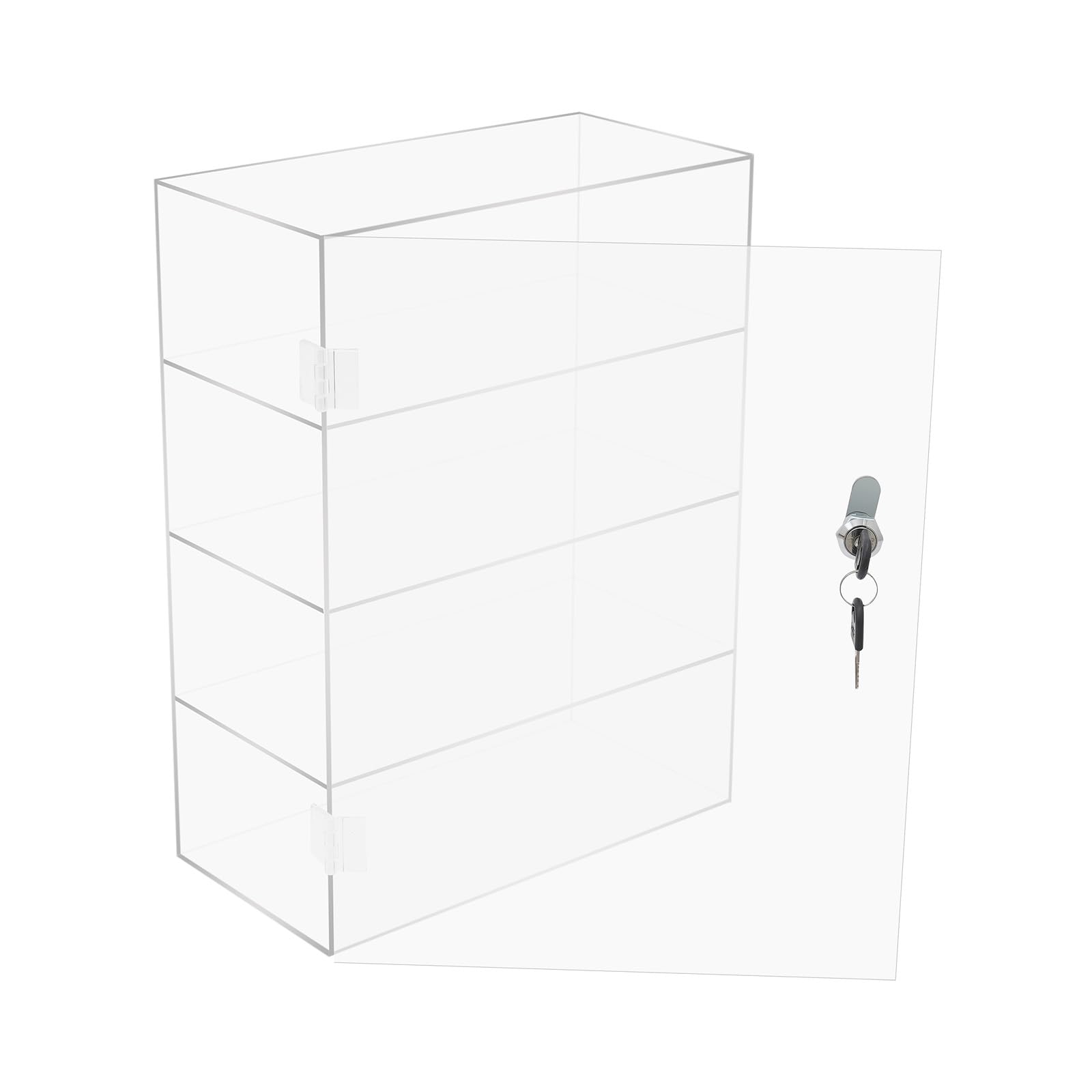 4-Tier Acrylic Display Case with Lock - Clear Collectibles Showcase for Action Figures, Pop Vinyls, Toy Cars & Models, Dust-Proof Desktop Cabinet, 15.75" Tall, No Assembly Required