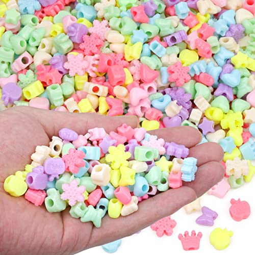 GMMA Star Heart Butterfly Candy Pony Beads Shapes for Jewelry Making Valentine's Day Plastic Beads for Friendship Bracelets DIY Necklace Party Decoration Supplies